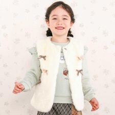 リボン付きワンスナップボアファーベスト(80~130cm)