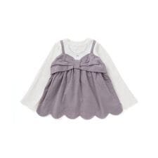 裾スカラップリボンキャミソールドッキングTシャツ(80~130cm)