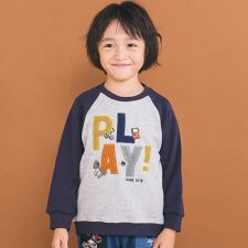 スラップスリップ(SLAP SLIP)のはたらくくるまおもちゃぽこぽこサガラ刺しゅうラグラントレーナー(80~130cm)