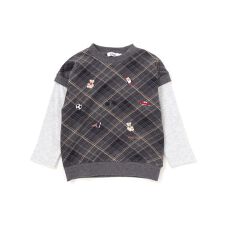 スラップスリップ(SLAP SLIP)の【お揃い】いろいろモチーフ刺しゅうチェックドッキングトレーナー(80~130cm)