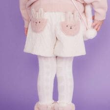 ウサギネコアニマルふわふわボアポケットケーブルニットショートパンツ(90~130cm)