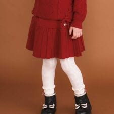 【ウォッシャブル加工】リボンチャーム付きニットプリーツスカパン(90~130cm)