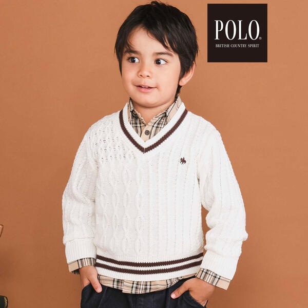 【POLO BCS(ポロ・ビーシーエス)×SLAP SLIPコラボ】襟ライン入りVネックトラッドニッ