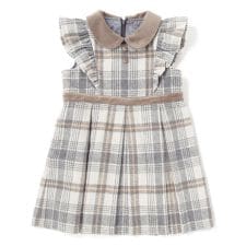 【お揃い】襟付きタックスカートチェックジャンパースカート(90~130cm)