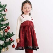 【お揃い】キラキラ刺しゅうボアドッキングワンピース(80~130cm)