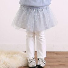 ふわふわドット雪柄チュールセミフレアスカッツ(80~120cm)