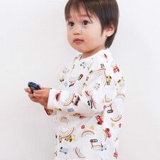 【スララク/防汚加工/オーガニックコットン】わくわくデザイン男の子長袖Tシャツ(80~130cm)