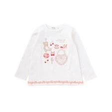 裾レースパッチ刺しゅう天竺長袖Ｔシャツ(80~130cm)