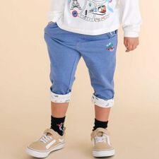 裾折り返し7分丈ツイルパンツ(80~120cm)