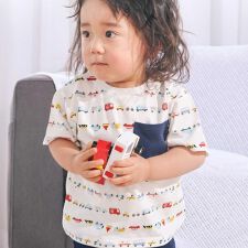 【スララク/防汚加工/オーガニックコットン】わくわく男の子半袖Tシャツ(80~130cm)