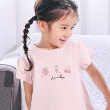 【スララク/防汚加工/オーガニックコットン】ときめき女の子半袖Tシャツ(80~130cm)