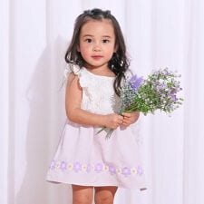 レース切り替え花柄ジャンパースカート(90~130cm)