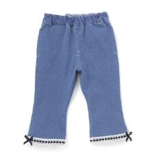 裾レースウエストフリル7分丈デニムニットパンツ(80~130cm)