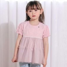 花柄チュールドッキング天竺Ｔシャツ(80~130cm)