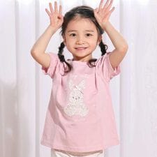 【お揃い】モチーフパッチ刺しゅうリボンスリーブ半袖Tシャツ(80~130cm)