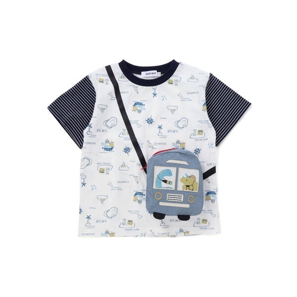 【お揃い】恐竜総柄ポシェット付き天竺Tシャツ(80~130cm)