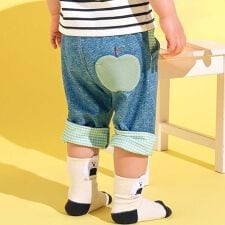 裾折り返しチェック柄7分丈パンツ(80~130cm)