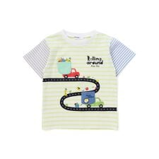 乗り物モチーフポケットボーダー柄半袖Tシャツ(80~130cm)