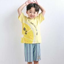 フルーツ昆虫プリント半袖Tシャツ+パンツセットアップ(80~130cm)