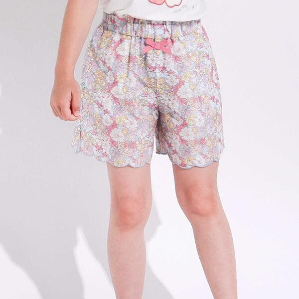 裾スカラップシャンブレー&花柄ショートパンツ(90~130cm) | スラップ