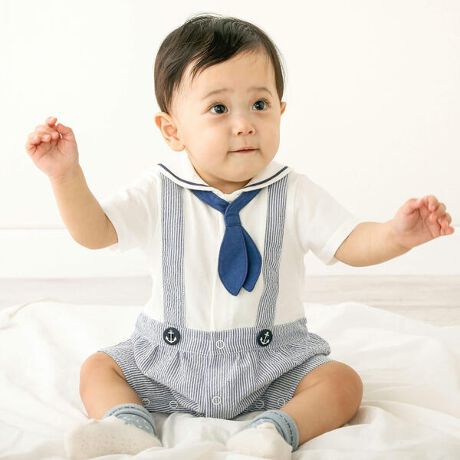 セーラー襟サロペットドッキングロンパースベビー(70~80cm) | スラップ 