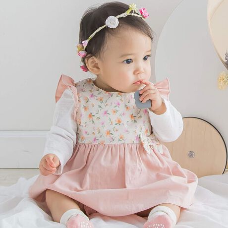 お揃い】花柄リボン付きワンピース+ブルマセット(70~80cm) | スラップ