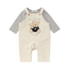 スラップスリップ ベビー(SLAP SLIP BABY)の【お揃い】パッチ刺しゅうポコポコアニマル柄サロペット+プリントボディミニ2点セットベビー(70~80