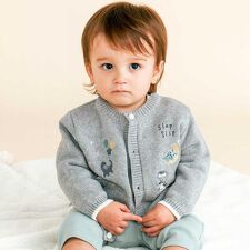 スラップスリップ ベビー(SLAP SLIP BABY)のペンギンイヌクマアニマル恐竜刺しゅう配色カーディガンベビー(70~80cm)