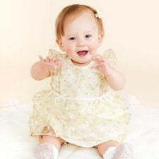 スラップスリップ ベビー(SLAP SLIP BABY)の花柄リボン付きオーガンジーワンピース+ブルマ2点セットベビー(70~80cm)