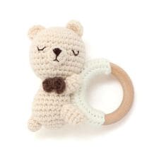 スラップスリップ ベビー(SLAP SLIP BABY)の【お揃い】アニマルクマウサギペンギン恐竜すやすやモチーフ編みぐるみ木製歯がためベビー