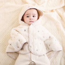 スラップスリップ ベビー(SLAP SLIP BABY)の【お揃い】フード付き総柄刺しゅうもこもこボアマントベビー(50~90cm)