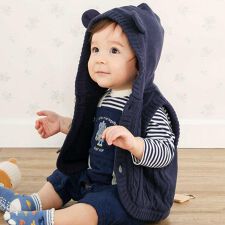 スラップスリップ ベビー(SLAP SLIP BABY)の【お揃い】クマ耳フード付き裏ボアニットベストベビー(70~80cm)