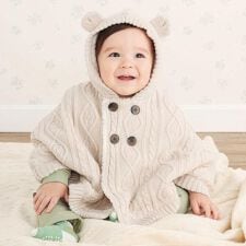 スラップスリップ ベビー(SLAP SLIP BABY)の【お揃い】クマ耳フード付き裏ボアケーブルマントベビー(50~90cm)