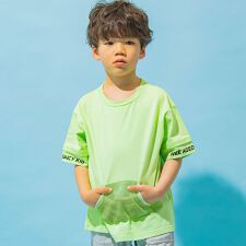 【接触冷感】袖レイヤード風メッシュポケットBIGTシャツ(100~160cm)