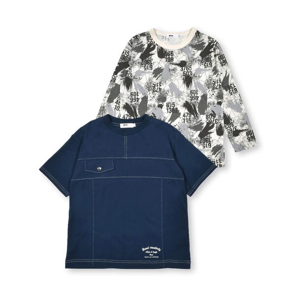 胸ポケットTシャツ＋ペンキ柄Tシャツセット(100~160cm) | ワスク(WASK