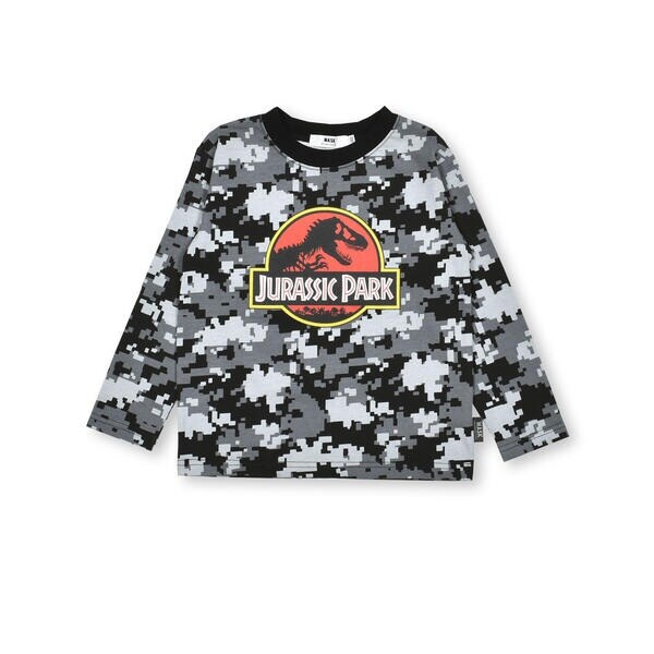 ジュラシック・パーク】デジタル迷彩×恐竜プリントTシャツ(100