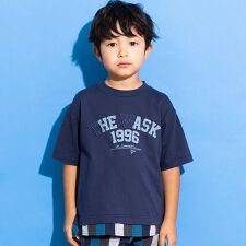 【接触冷感/速乾】シャツレイヤード風ロゴパッチワークデザインTシャツ(100~160cm)