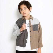 カラフル袖シャツ＆ロゴプリント半袖Tシャツ(100~160cm)