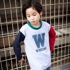 カラフル袖ロゴプリントロング長袖Tシャツ(100~160cm)