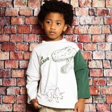 袖取り外し恐竜プリント長袖Tシャツ(80~160cm)