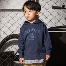 シャツレイヤードカレッジロゴフーディ(110~160cm)