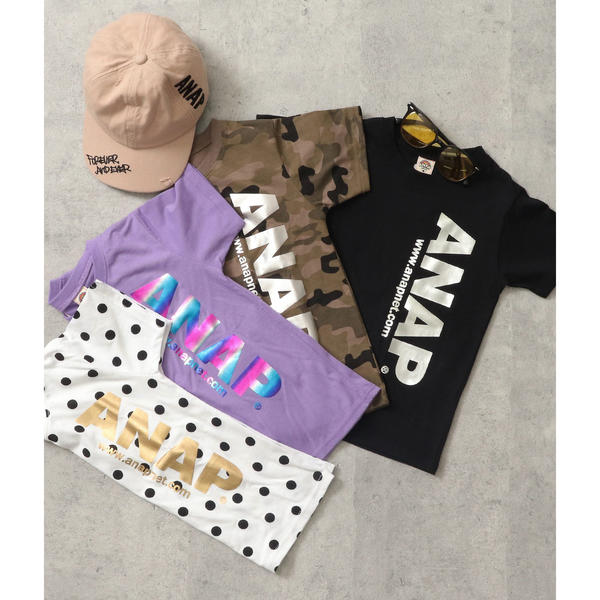箔プリントアドレスロゴｔシャツ 予約中 アナップキッズ ガール Kidsgirl Anap
