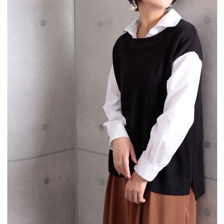 Ll 5l フェイクレイヤードニットベストシャツ 大きいサイズ レディース トップス ニット 長袖 ゴールドジャパン Goldjapan Cpdai ファッション通販 マルイウェブチャネル