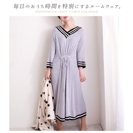 Ll 5l もこもこニットvネックワンピース 大きいサイズ レディース ルームウェア パジャマ ゴールドジャパン Goldjapan Fem 059 ファッション通販 マルイウェブチャネル