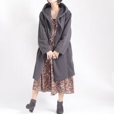 【LL-5L】フード付き 裏ボア コート 大きいサイズ レディース ボアコート ロングコート