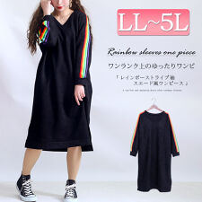 Ll 5l レインボーストライプ袖スエード風ワンピース 大きいサイズ レディース ワンピース 冬服 ゴールドジャパン Goldjapan Gold815 ファッション通販 マルイウェブチャネル