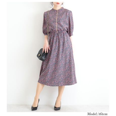 Ll 4l 花柄配色マオカラーワンピース 大きいサイズレディース ボトムス スカート ゴールドジャパン Goldjapan Maru ファッション通販 マルイウェブチャネル