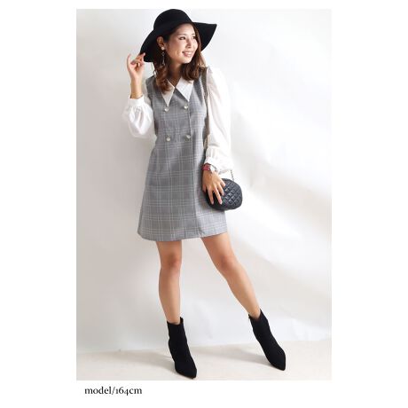 Ll 4l 袖切替チェック柄ワンピース 大きいサイズレディース ワンピース ショート チェック ゴールドジャパン Goldjapan Maru 355 ファッション通販 マルイウェブチャネル