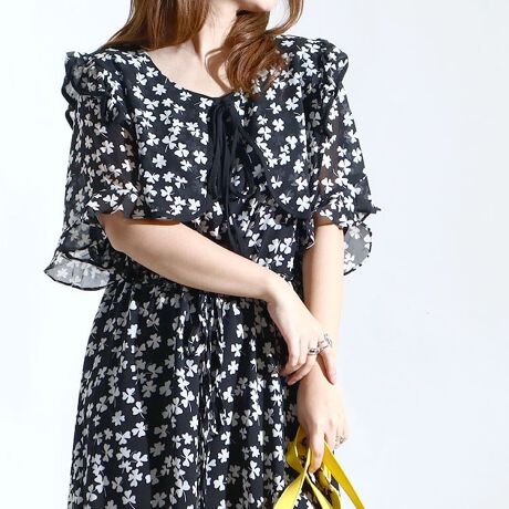 大きいサイズ クローバー柄シフォンワンピース 大きいサイズレディース ワンピース クローバー柄 ゴールドジャパン Goldjapan Goldy 939 ファッション通販 マルイウェブチャネル