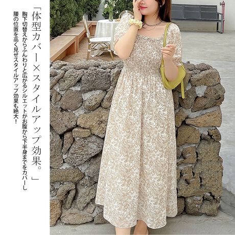 大きいサイズ 小花柄パフスリーブワンピース 大きいサイズレディース ワンピース 小花柄パフスリー ゴールドジャパン Goldjapan Goldy 9 ファッション通販 マルイウェブチャネル